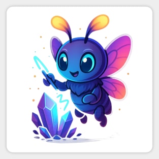 Cute Magical Bug with Glowing Crystals • Whimsical Fantasy Art Magnet